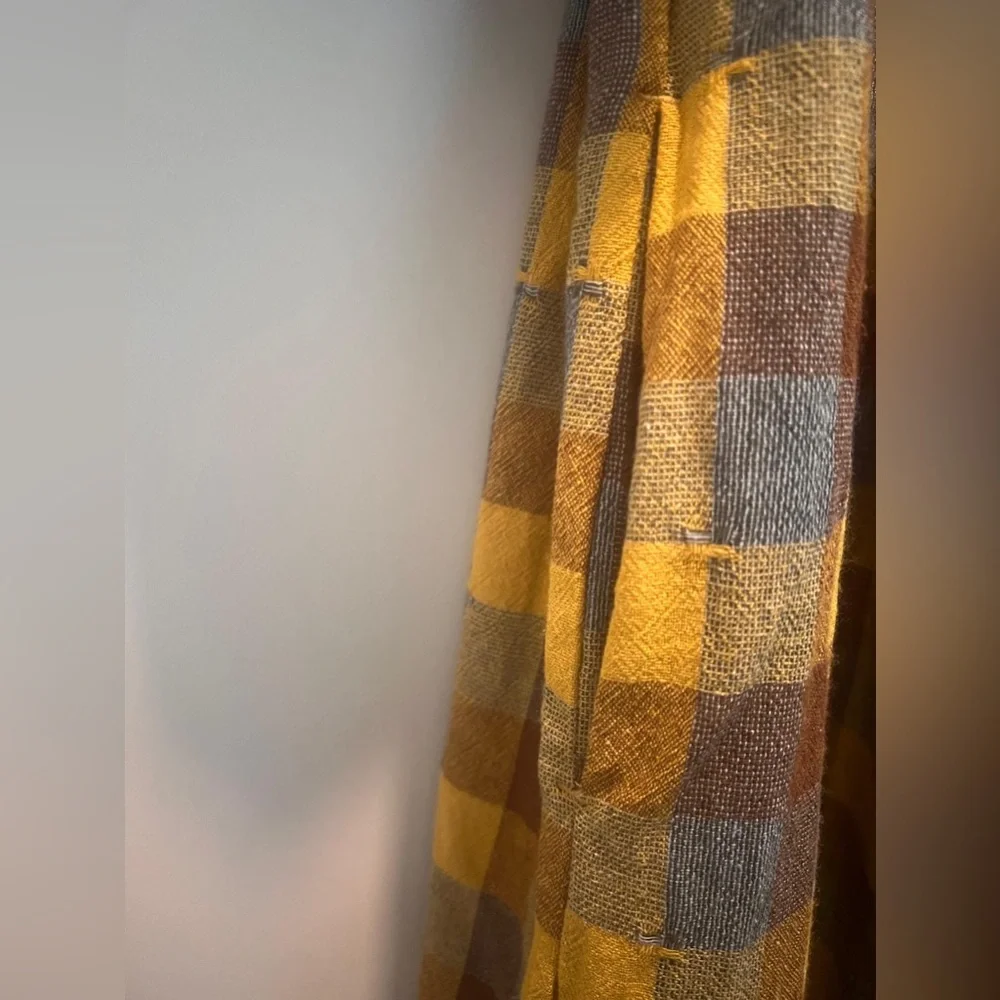 Girls' Yellow & Brown Plaid Button-Front Dress